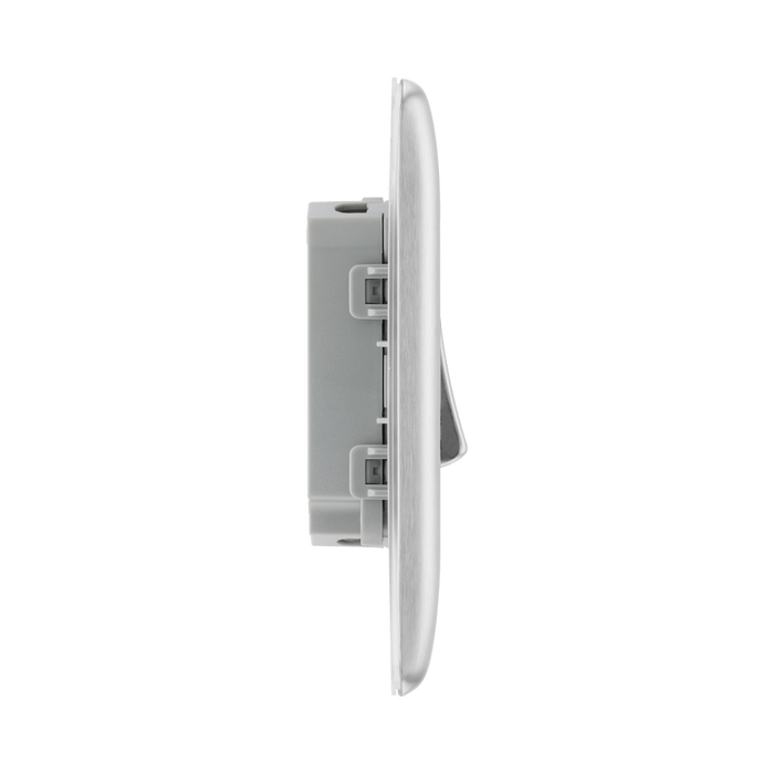 Metallic light switch on a white background profile