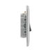 Metallic light switch panel with three toggle switches on a white background profile