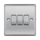 BG Nexus Metal Brushed Steel 3G 2W Light Switch NBS43