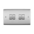 Metallic four-switch panel on a white background