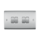 BG Nexus Metal Brushed Steel 4G 2W Light Switch NBS44