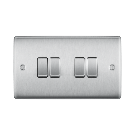 Metallic four-switch panel on a white background