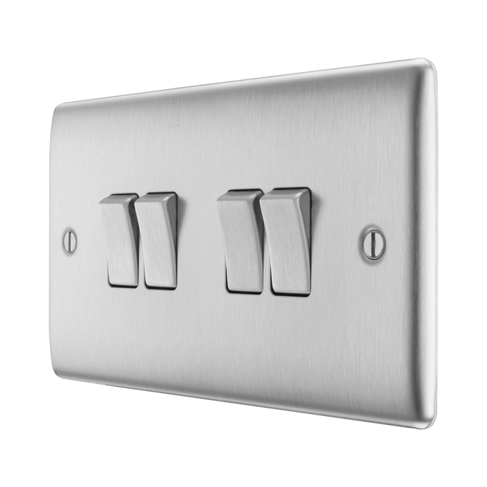 Metallic four-switch panel on a white background side