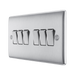 Metallic light switch panel with five rectangular buttons on a white background side
