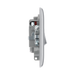 Metallic light switch with two toggle switches on a white background profile