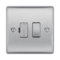 Metallic light switch with two toggle switches on a white background