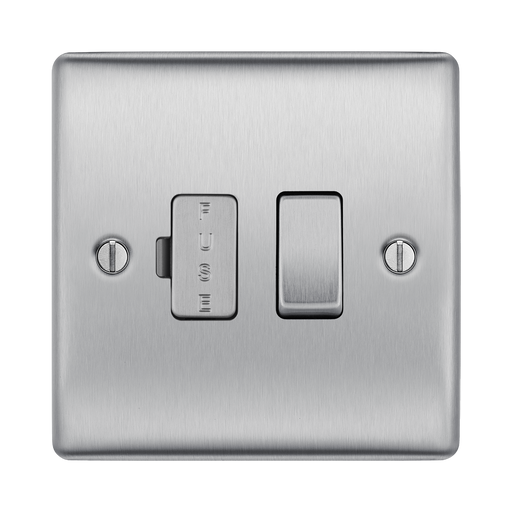 Metallic light switch with two toggle switches on a white background