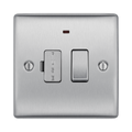 Metallic light switch with two switches on a white background