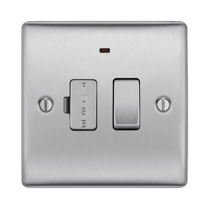 Metallic light switch with two switches on a white background