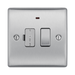Metallic light switch with two switches on a white background