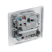 Metallic light switch with two switches on a white background back
