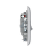 Metallic light switch with two toggle switches on a white background profile