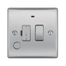 Metallic light switch with two toggle switches on a white background
