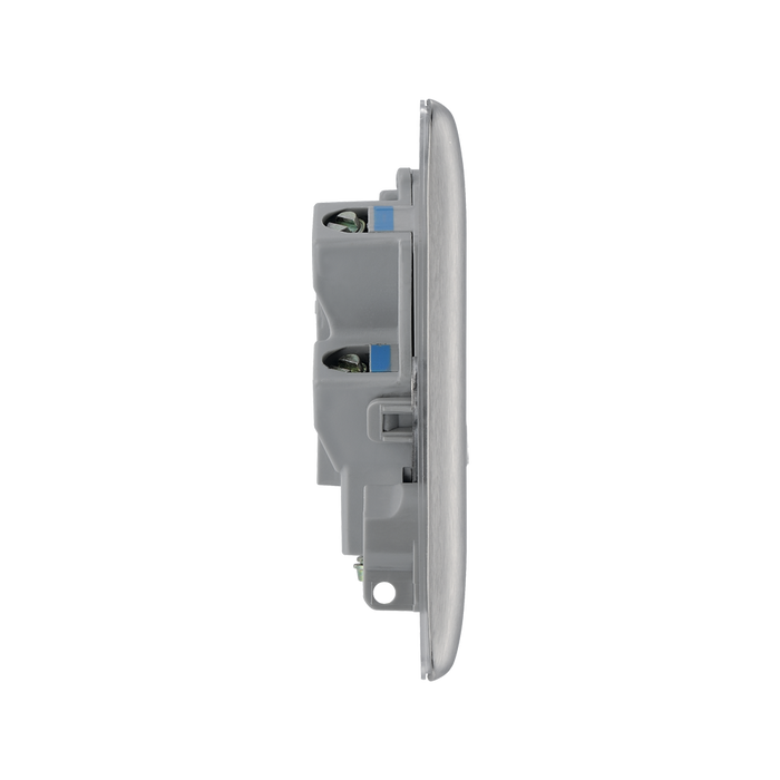 Metallic light switch on a white background profile