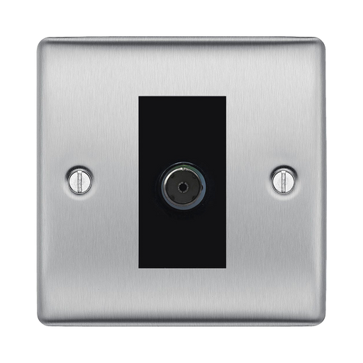 BG Nexus Metal Brushed Steel Co-axial Socket NBS60B Available from RS Electrical Supplies