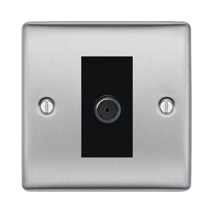 BG Nexus Metal Brushed Steel Co-axial Socket NBS60B Available from RS Electrical Supplies