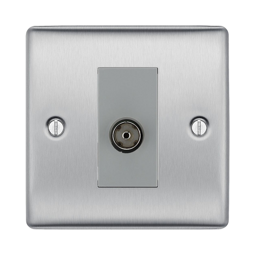 BG Nexus Metal Brushed Steel Co-axial Socket NBS60G Available from RS Electrical Supplies
