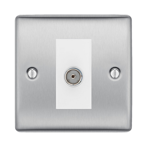 BG Nexus Metal Brushed Steel Co-axial Socket NBS60W Available from RS Electrical Supplies