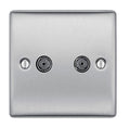 BG Nexus Metal Brushed Steel Double Co-axial Socket NBS61
