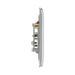 Metallic double socket cover with two coaxial sockets on a white background profile