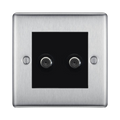 BG Nexus Metal Brushed Steel Double Satellite Socket NBS642B Available from RS Electrical Supplies