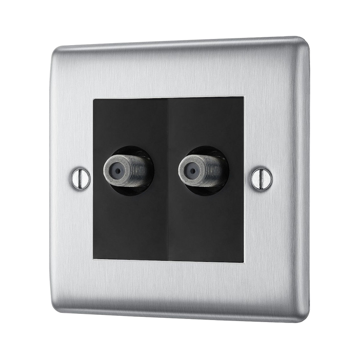 BG Nexus Metal Brushed Steel Double Satellite Socket NBS642B additional product image 3