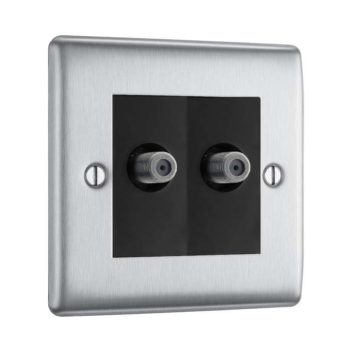 BG Nexus Metal Brushed Steel Double Satellite Socket NBS642B additional product image 2