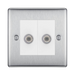 BG Nexus Metal Brushed Steel Double Satellite Socket NBS642W Available from RS Electrical Supplies