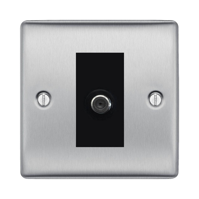 BG Nexus Metal Brushed Steel Satellite Socket NBS64B Available from RS Electrical Supplies