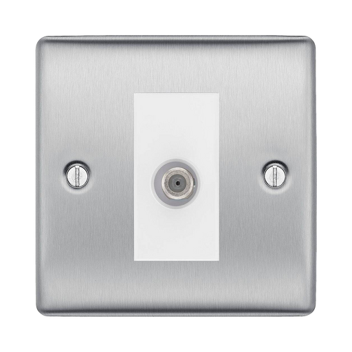BG Nexus Metal Brushed Steel Satellite Socket NBS64W Available from RS Electrical Supplies