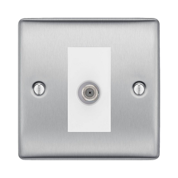 BG Nexus Metal Brushed Steel Satellite Socket NBS64W Available from RS Electrical Supplies