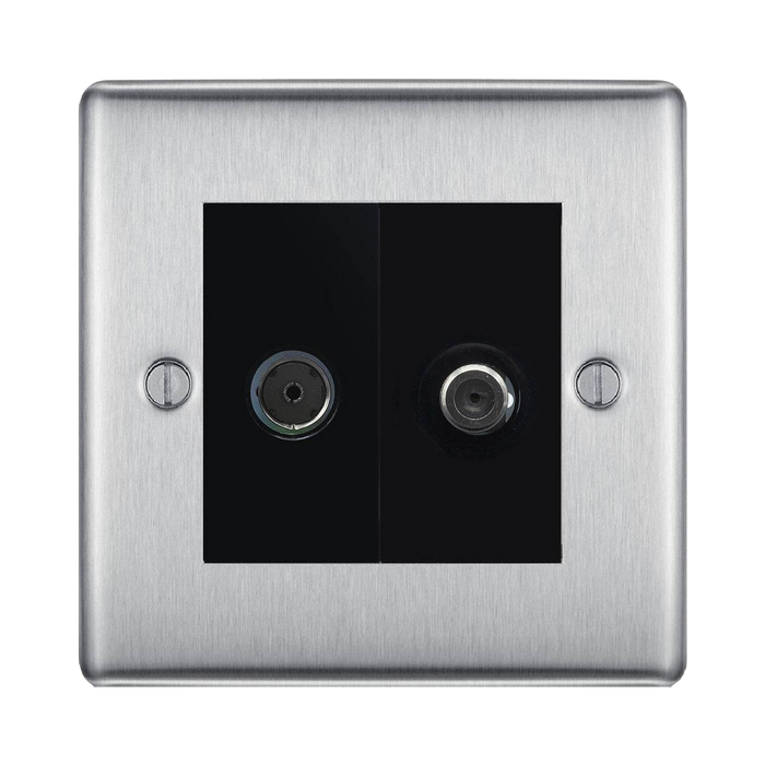 BG Nexus Metal Brushed Steel TV & Satellite Socket NBS65B Available from RS Electrical Supplies