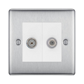BG Nexus Metal Brushed Steel TV & Satellite Socket NBS65W Available from RS Electrical Supplies