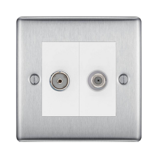 BG Nexus Metal Brushed Steel TV & Satellite Socket NBS65W Available from RS Electrical Supplies