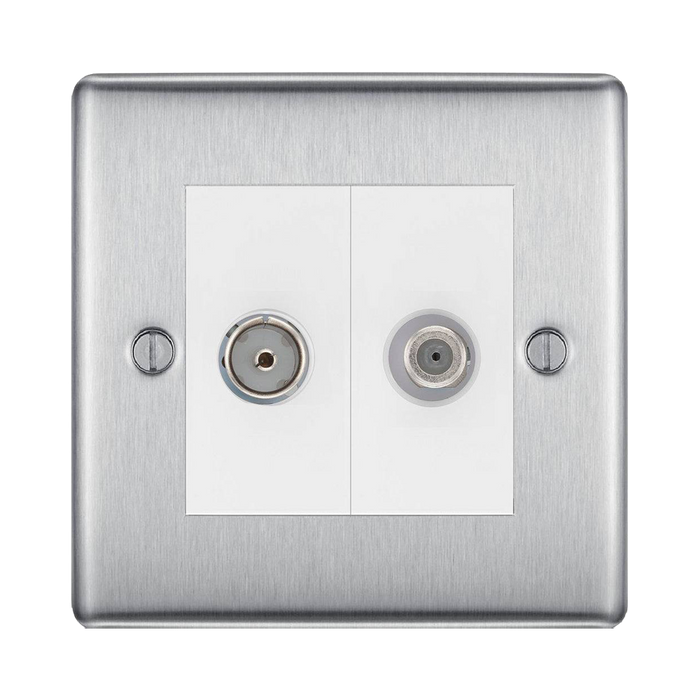 BG Nexus Metal Brushed Steel TV & Satellite Socket NBS65W Available from RS Electrical Supplies