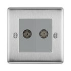 BG Nexus Metal Brushed Steel TV & FM Socket NBS66G