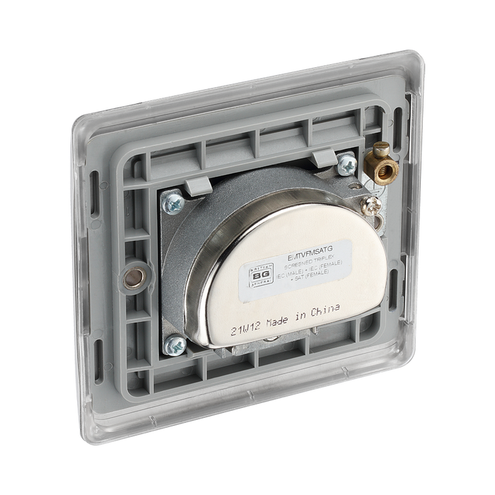 BG Nexus Metal Brushed Steel TV/FM/SAT Socket NBS67G