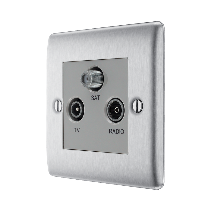 BG Nexus Metal Brushed Steel TV/FM/SAT Socket NBS67G