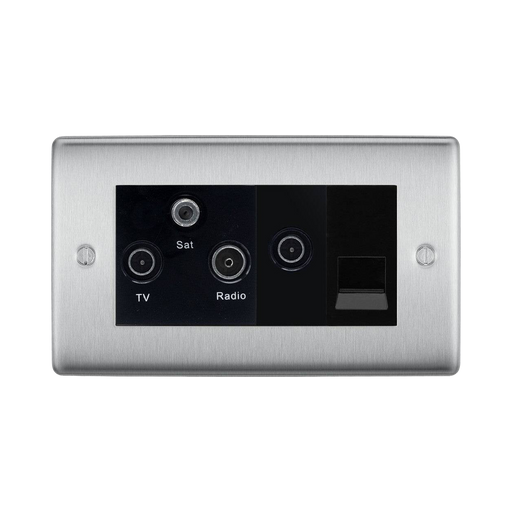 BG Nexus Metal Brushed Steel Combination TV Socket NBS68B Available from RS Electrical Supplies