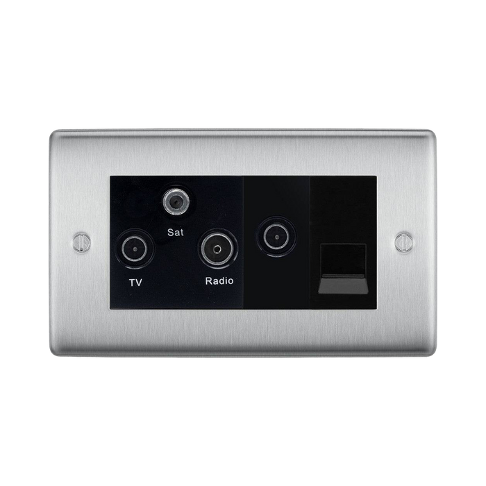 BG Nexus Metal Brushed Steel Combination TV Socket NBS68B Available from RS Electrical Supplies
