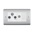 BG Nexus Metal Brushed Steel Combination TV Socket NBS68W Available from RS Electrical Supplies
