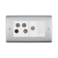 BG Nexus Metal Brushed Steel Combination TV Socket NBS69W Available from RS Electrical Supplies