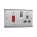 BG Nexus Metal Brushed Steel Cooker Switch with 13A Socket NBS70G – angled front view