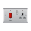 Electrical switch with red button labeled 'ON' and 'OFF', and text 'COOKER'.