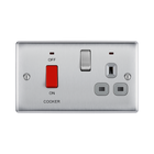 BG Nexus Metal Brushed Steel Cooker Switch with 13A Socket NBS70G