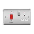 BG Nexus Metal Brushed Steel Cooker Switch with 13A Socket NBS70W