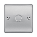BG Nexus Metal Brushed Steel 1G Dimmer Switch NBS81 – straight-on front view