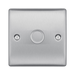 BG Nexus Metal Brushed Steel 1G Dimmer Switch NBS81 – straight-on front view