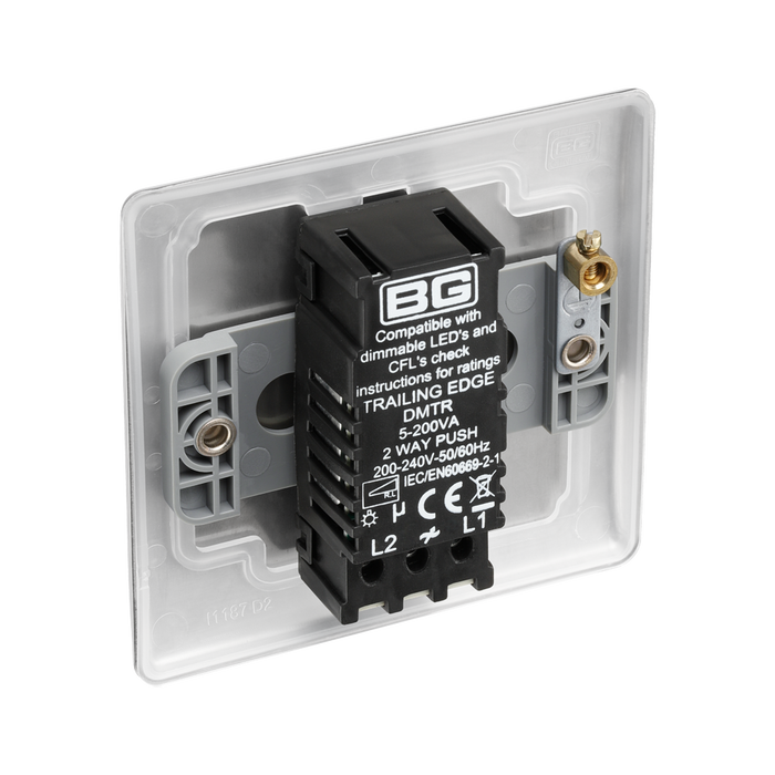 BG Nexus Metal Brushed Steel 1G Dimmer Switch NBS81