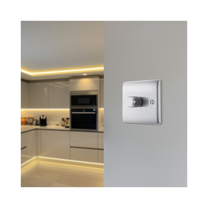 BG Nexus Metal Brushed Steel 1G Dimmer Switch NBS81